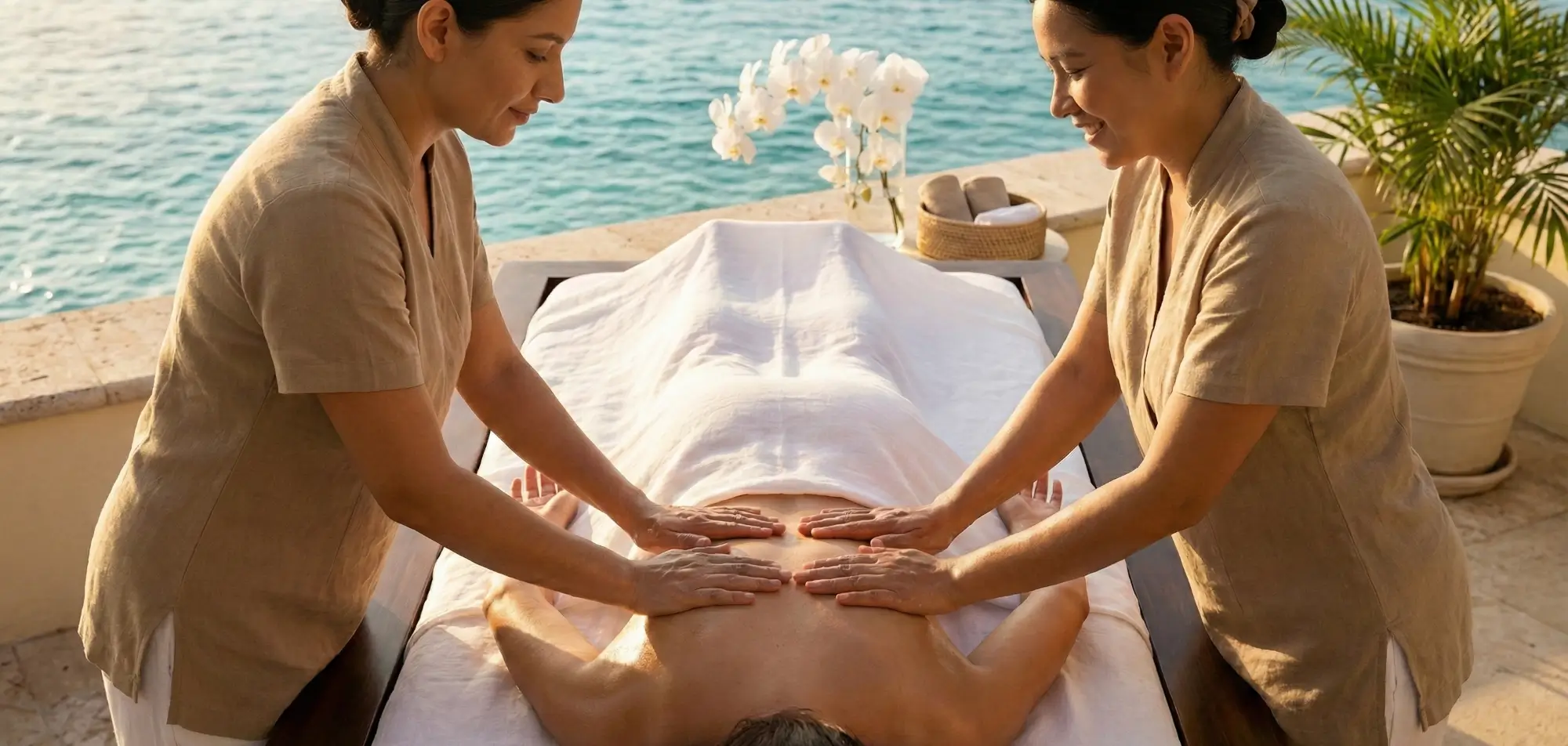 Luxury four hands Ritual massage Saint Martin SXM synchronized therapy