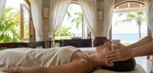 Luxury facial and massage Saint Martin mobile spa woman relaxing