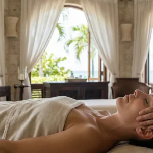 Luxury facial and massage Saint Martin mobile spa woman relaxing