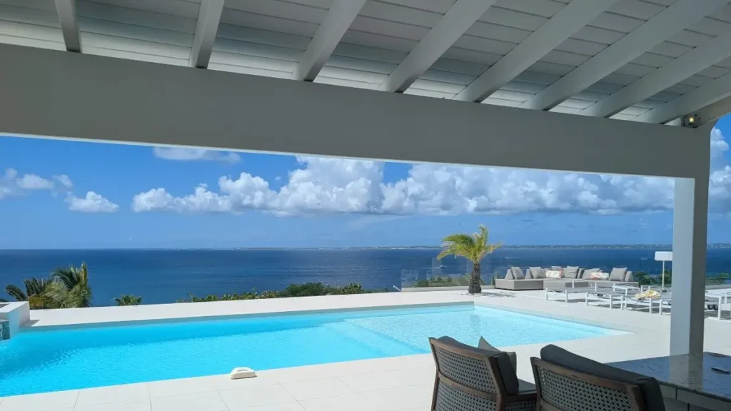 swimming pool and sea view from terres basses, Saint Martin, SXM